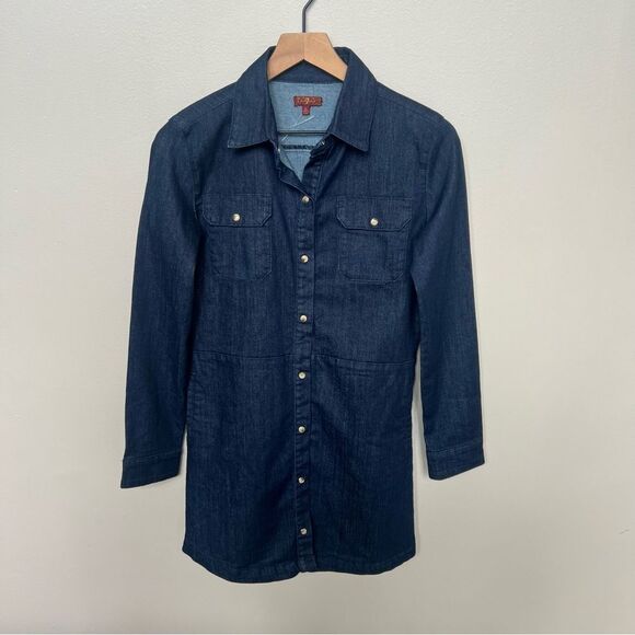 7 For All Mankind Denim Long Sleeve Shirt Dress Youth Size XL Women’s XS - Picture 2 of 11